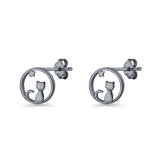 Cat Moon Stud Earring