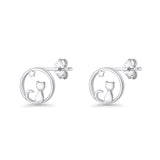 Cat Moon Stud Earring