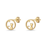 Cat Moon Stud Earring