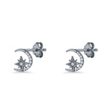 Moon & Star CZ Stud Earring