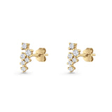 Round Cubic Zirconia 8.9mm Zig Zag Crawler Stud Earring 925 Sterling Silver