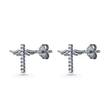 Angel Wings Cross Stud Earrings