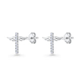 Angel Wings Cross Stud Earrings