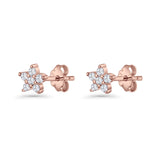 Minimal 3.3mm Star Flower Stud Earrings Cubic Zirconia 925 Sterling Silver