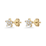 Minimal 3.3mm Star Flower Stud Earrings Cubic Zirconia 925 Sterling Silver