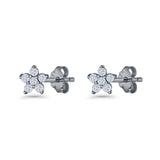 Star Flower Stud Earrings 3.5mm Cluster Cubic Zirconia 925 Sterling Silver