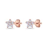 Star Flower Stud Earrings 3.5mm Cluster Cubic Zirconia 925 Sterling Silver