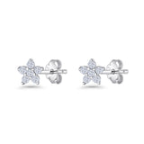 Star Flower Stud Earrings 3.5mm Cluster Cubic Zirconia 925 Sterling Silver