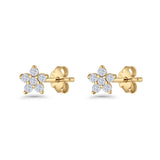 Star Flower Stud Earrings 3.5mm Cluster Cubic Zirconia 925 Sterling Silver