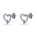 Star Heart Stud Earrings 11.5mm Cluster Cubic Zirconia 925 Sterling Silver