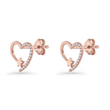 Star Heart Stud Earrings 11.5mm Cluster Cubic Zirconia 925 Sterling Silver