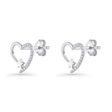 Star Heart Stud Earrings 11.5mm Cluster Cubic Zirconia 925 Sterling Silver