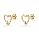 Star Heart Stud Earrings 11.5mm Cluster Cubic Zirconia 925 Sterling Silver
