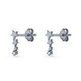 Three Star Stud Earrings 8.8mm Cubic Zirconia 925 Sterling Silver