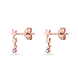 Three Star Stud Earrings 8.8mm Cubic Zirconia 925 Sterling Silver