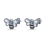 Bee Stud Earring 11.8mm Pear Cubic Zirconia 925 Sterling Silver