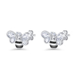 Bee Stud Earring 11.8mm Pear Cubic Zirconia 925 Sterling Silver
