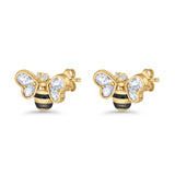 Bee Stud Earring 11.8mm Pear Cubic Zirconia 925 Sterling Silver