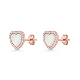 Minimalist 9.5mm Heart Promise Stud Earring Pearl & Cubic Zirconia 925 Sterling Silver