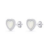 Minimalist 9.5mm Heart Promise Stud Earring Pearl & Cubic Zirconia 925 Sterling Silver