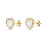 Minimalist 9.5mm Heart Promise Stud Earring Pearl & Cubic Zirconia 925 Sterling Silver