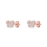 Butterfly Stud Earring 5mm Cluster Cubic Zirconia 925 Sterling Silver