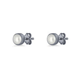 Freshwater Pearl 4.5mm Solitaire Small Stud Earrings 925 Sterling Silver