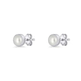 Freshwater Pearl 4.5mm Solitaire Small Stud Earrings 925 Sterling Silver