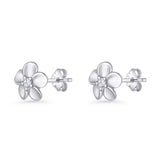 Flower Stud Earrings Cubic Zirconia 7.9mm 925 Sterling Silver