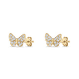Butterfly Stud Earrings 6mm Cubic Zirconia 925 Sterling Silver