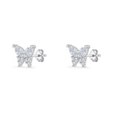 Butterfly Stud Earrings Marquise Cubic Zirconia 925 Sterling Silver