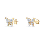 Butterfly Stud Earrings Marquise Cubic Zirconia 925 Sterling Silver