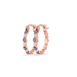 Evil Eye Hoop Earring 15mm Round Cubic Zirconia 925 Sterling Silver