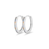 Round 20mm Multicolor Cubic Zirconia Huggie Hoop Earrings 925 Sterling Silver