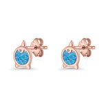 Round 9.6mm Lab Created Opal Unicorn Stud Earring 925 Sterling Silver