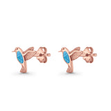 Hummingbird Stud Earring Lab Created Opal 925 Sterling Silver