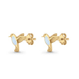 Hummingbird Stud Earring Lab Created Opal 925 Sterling Silver