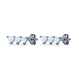 Three Stone Triangular Lab Created Opal Stud Earring 925 Sterling Silver