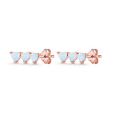 Three Stone Triangular Lab Created Opal Stud Earring 925 Sterling Silver