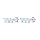 Three Stone Triangular Lab Created Opal Stud Earring 925 Sterling Silver