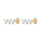 Three Stone Triangular Lab Created Opal Stud Earring 925 Sterling Silver
