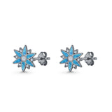 Flower Stud Earring 11mm Floral Lab Created Opal 925 Sterling Silver
