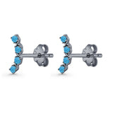 Round 11.6mm Lab Created Opal Climber Stud Earring 925 Sterling Silver