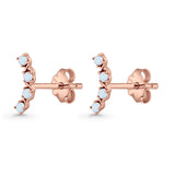 Round 11.6mm Lab Created Opal Climber Stud Earring 925 Sterling Silver