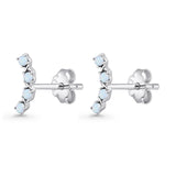 Round 11.6mm Lab Created Opal Climber Stud Earring 925 Sterling Silver