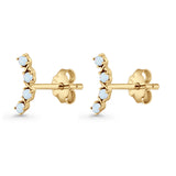 Round 11.6mm Lab Created Opal Climber Stud Earring 925 Sterling Silver