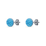 Round 7mm Lab Created Opal Solitaire Stud Earring 925 Sterling Silver