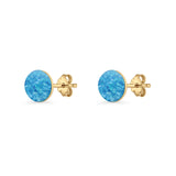 Round 7mm Lab Created Opal Solitaire Stud Earring 925 Sterling Silver