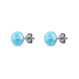 Round 7mm Lab Created Opal Solitaire Stud Earring 925 Sterling Silver