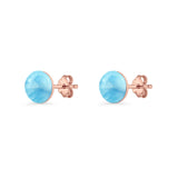 Round 7mm Lab Created Opal Solitaire Stud Earring 925 Sterling Silver
